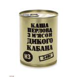 Консервы мясо-растительные "Каша перловая с мясом дикого кабана" фото Консервы мясо-растительные "Каша перловая с мясом дикого кабана" фото