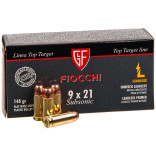 Патрон Fiocchi Subsonic кал. 9x21 пуля FNCP, масса 9.59 гр/148 гран фото Патрон Fiocchi Subsonic кал. 9x21 пуля FNCP, масса 9.59 гр/148 гран фото