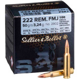 Патрон Sellier & Bellot кал. 222 Rem пуля FMJ, масса 3.24 гр/50 гран (100 шт.) фото Патрон Sellier & Bellot кал. 222 Rem пуля FMJ, масса 3.24 гр/50 гран (100 шт.) фото